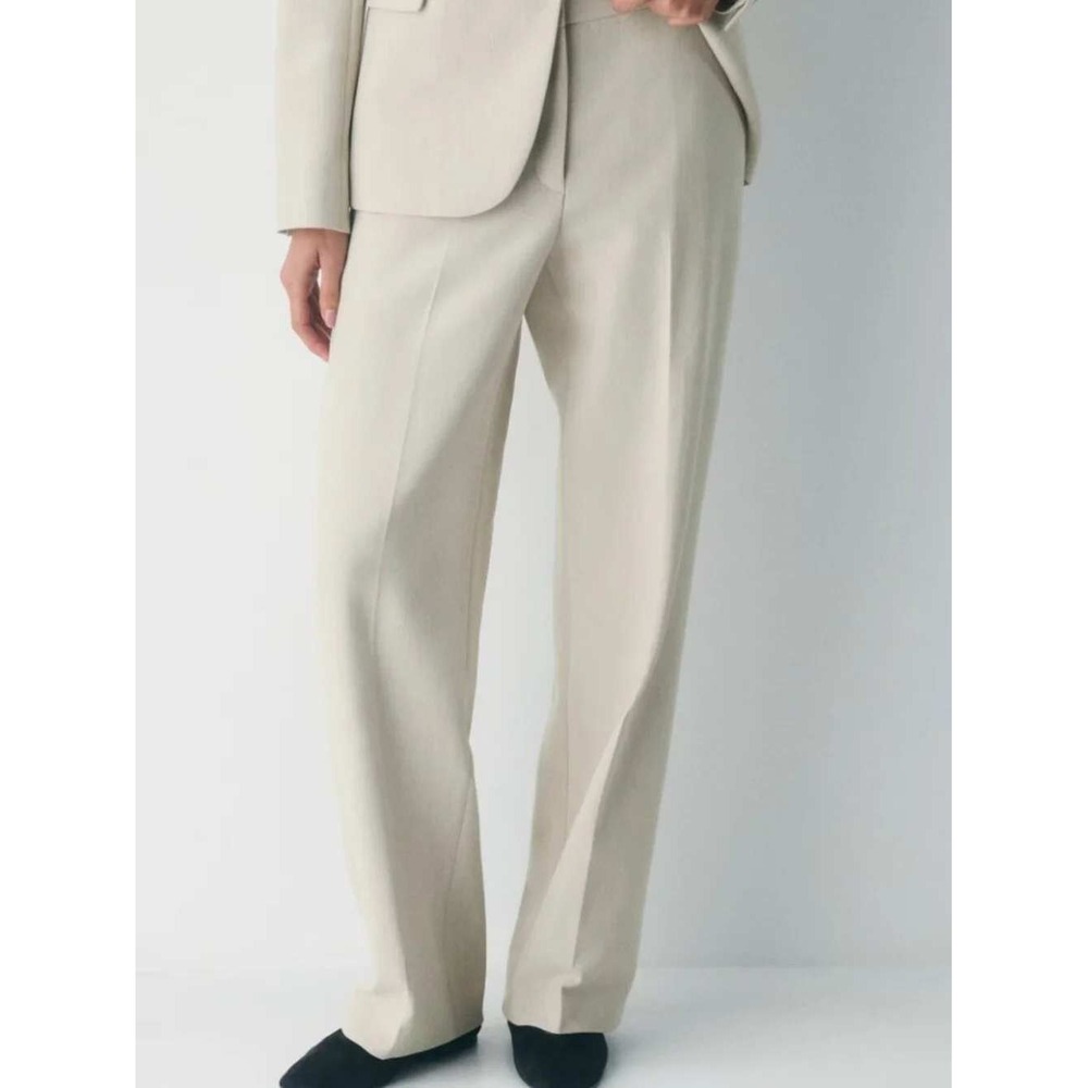 Aritzia Babaton Agency Pants Beige High Rise Wide Leg Office Minimalist Size 6